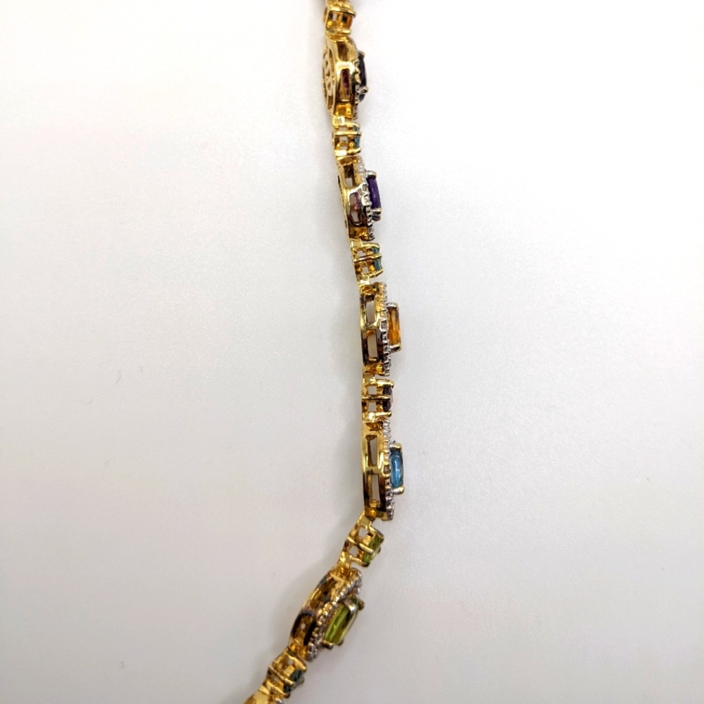 Multi-Gemstone Peridot, London Blue, Amethyst Tennis Bracelet - Picture 6 of 16